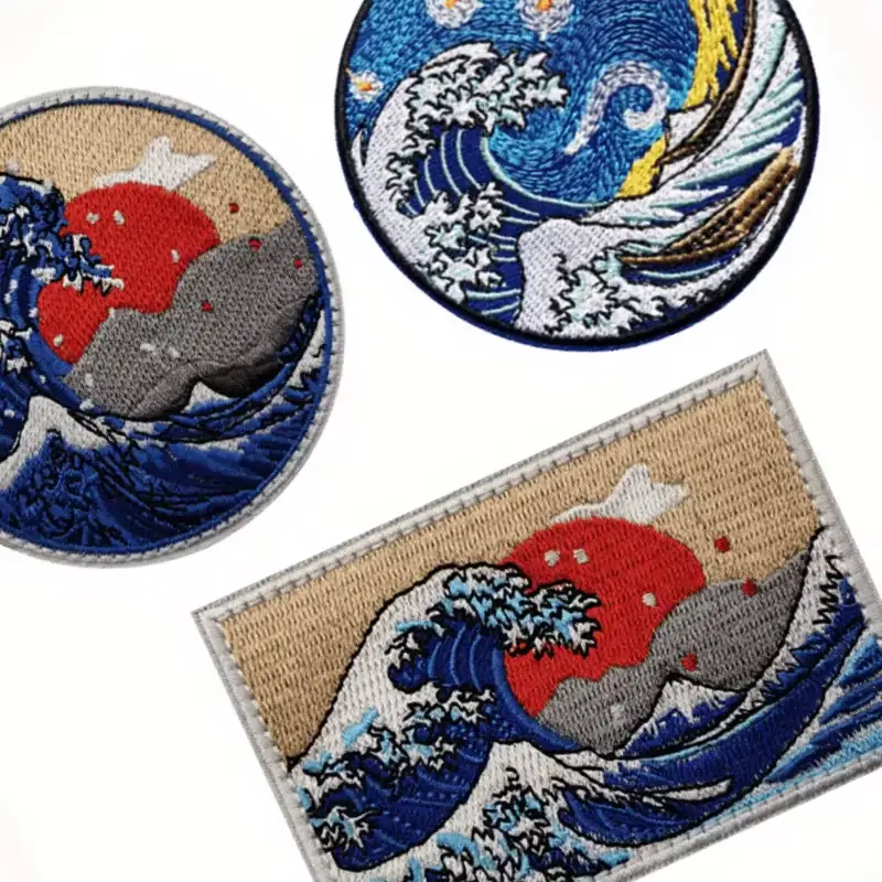 Hokusai 'The Great Wave off Kanagawa' embroidered Velcro patch
