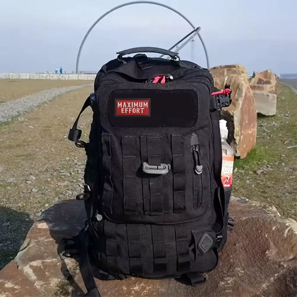MAXIMUM EFFORT embroidered Velcro-backed backpack badge