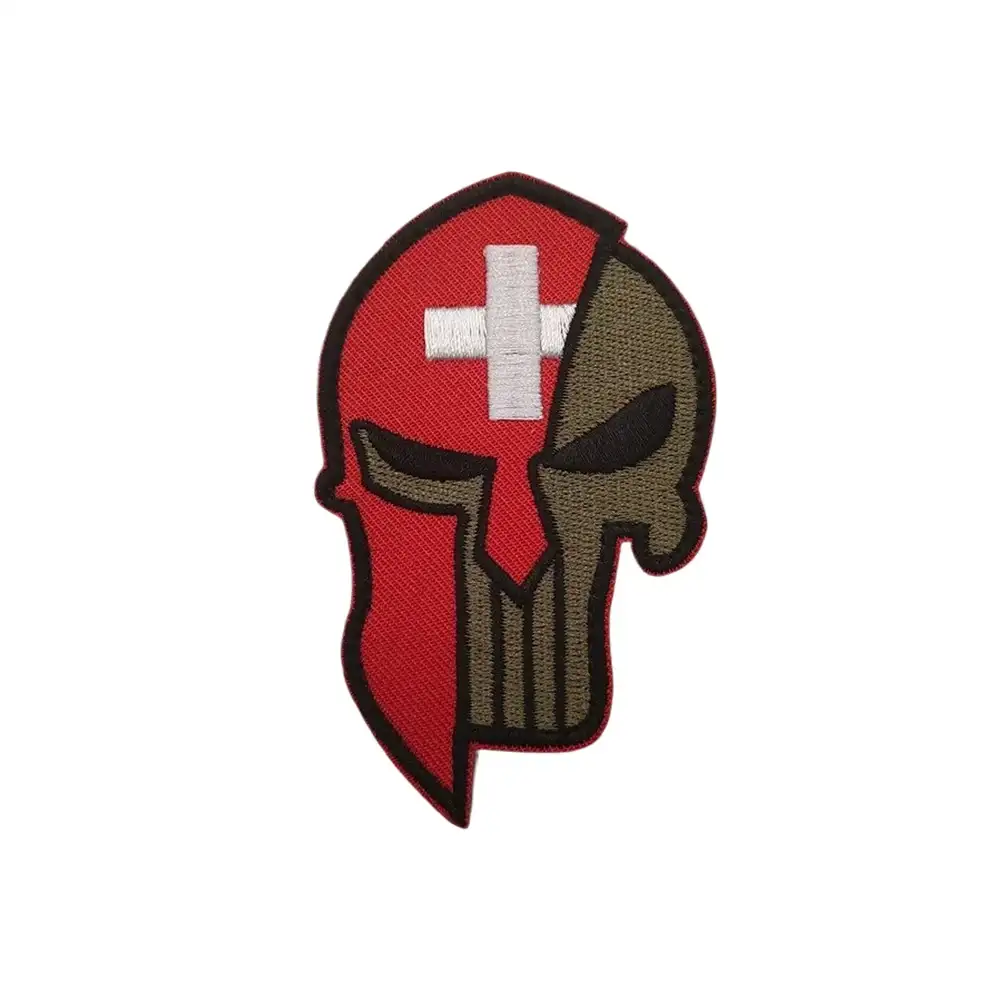 Red Cross Spartan-Style Velcro Embroidered Patch
