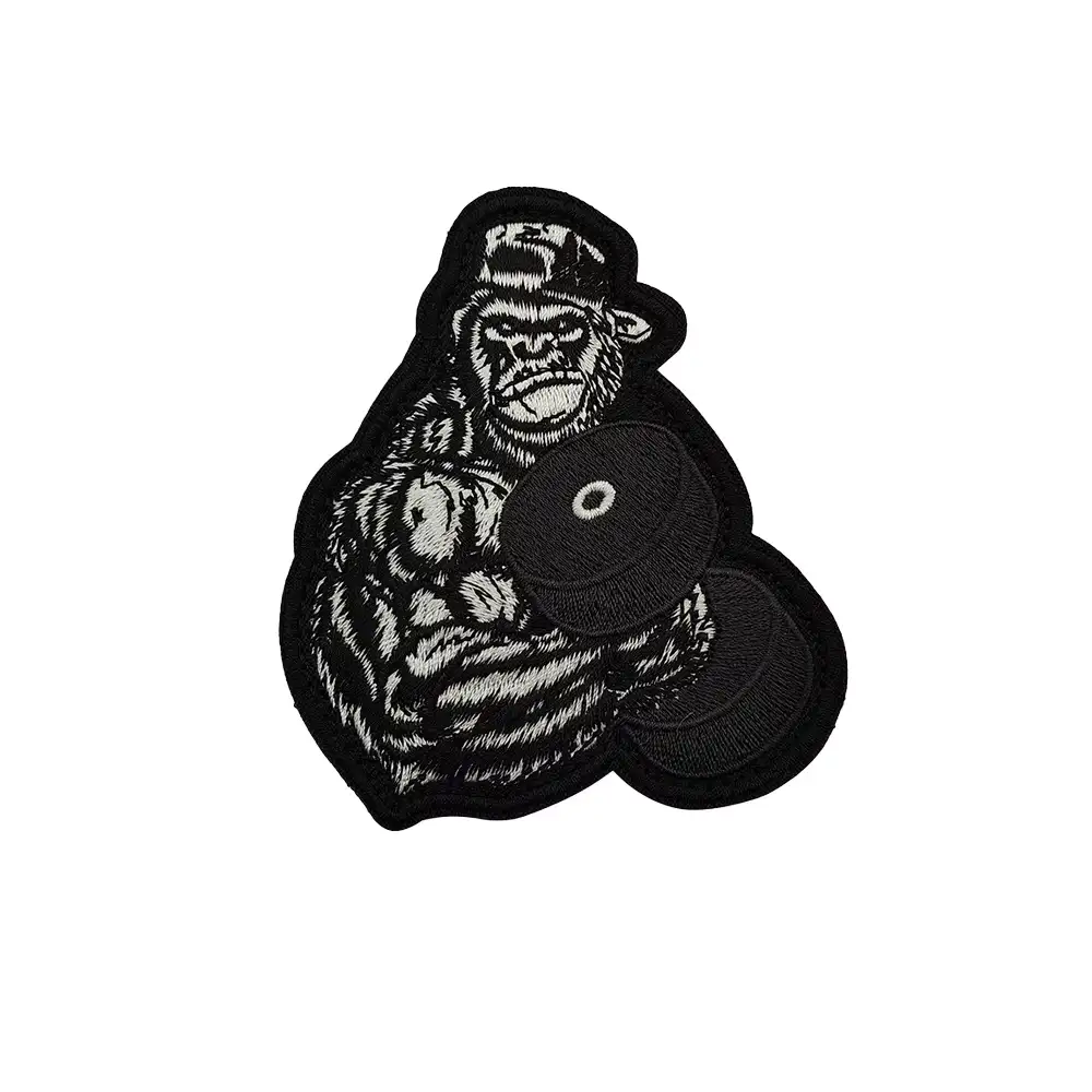 Fitness Gorilla Embroidered Velcro Patch