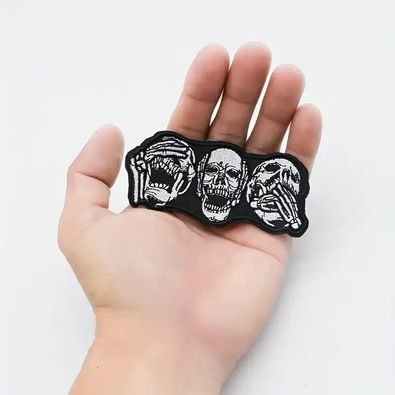 Skull Embroidered Fabric Patches (Set of 2)
