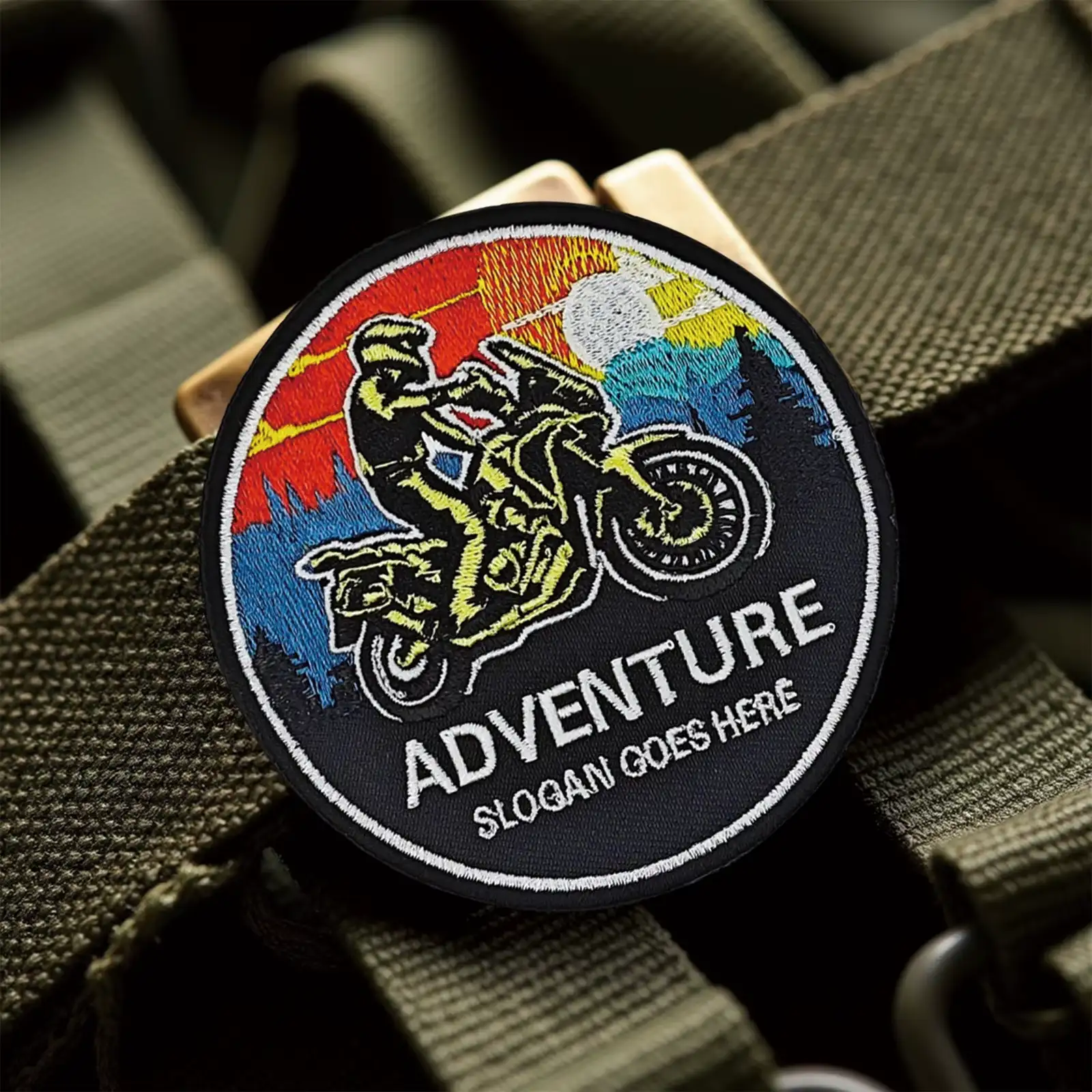 Embroidered Motorcyclist Velcro Patch