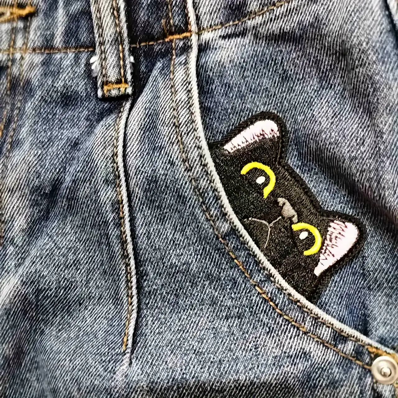 黑貓刺繡布貼 可熨燙縫製服飾