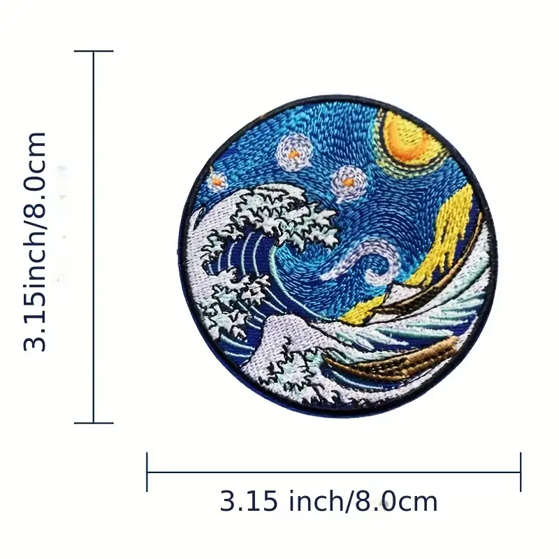 Hokusai 'The Great Wave off Kanagawa' embroidered Velcro patch
