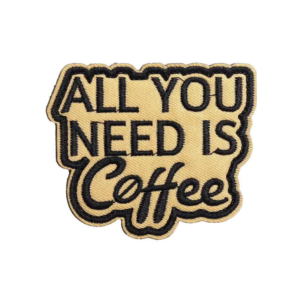 Coffee Text Embroidered Velcro Patch