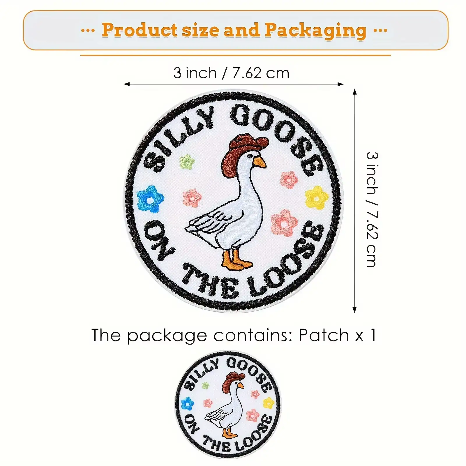 Fun Silly Goose Embroidered Velcro Patch
