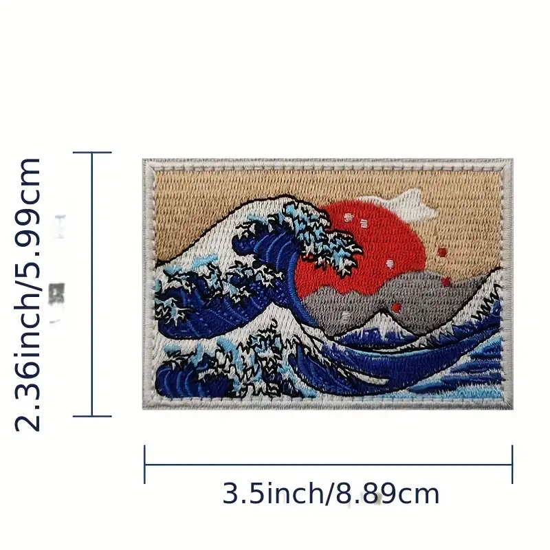 Hokusai 'The Great Wave off Kanagawa' embroidered Velcro patch