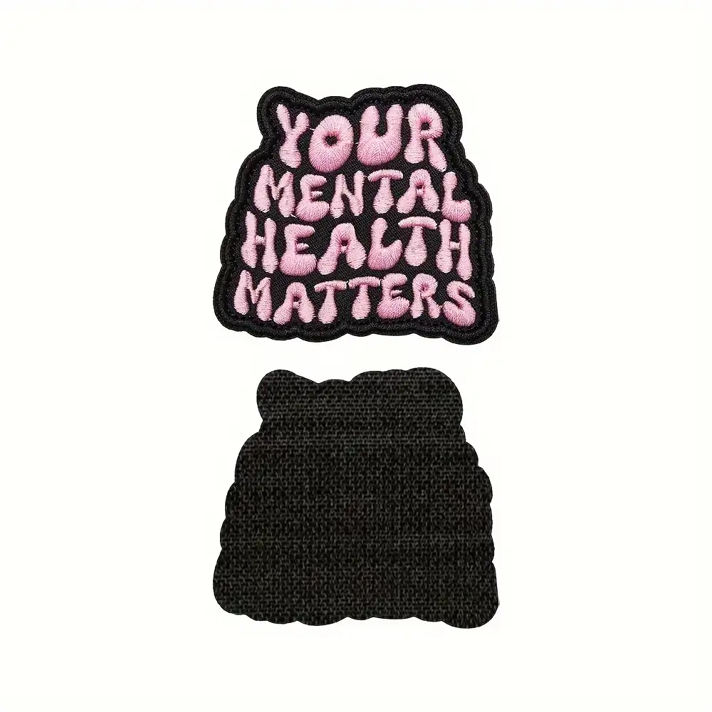 "Mental Health Is Important" Pink Embroidered Velcro Patch