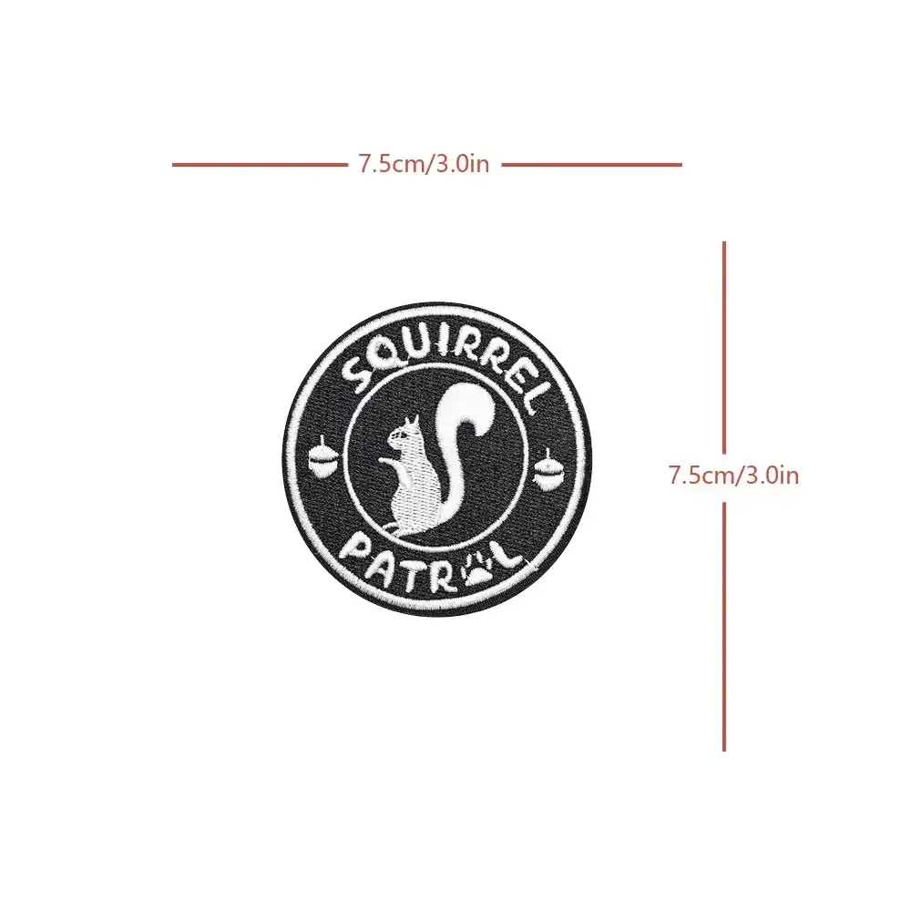 Squirrel Patrol Fun Embroidered Hook-and-Loop Badge