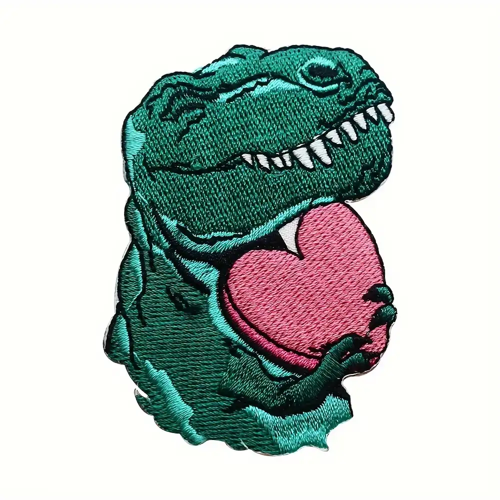 T-Rex Heart Embroidered Iron-On Patch