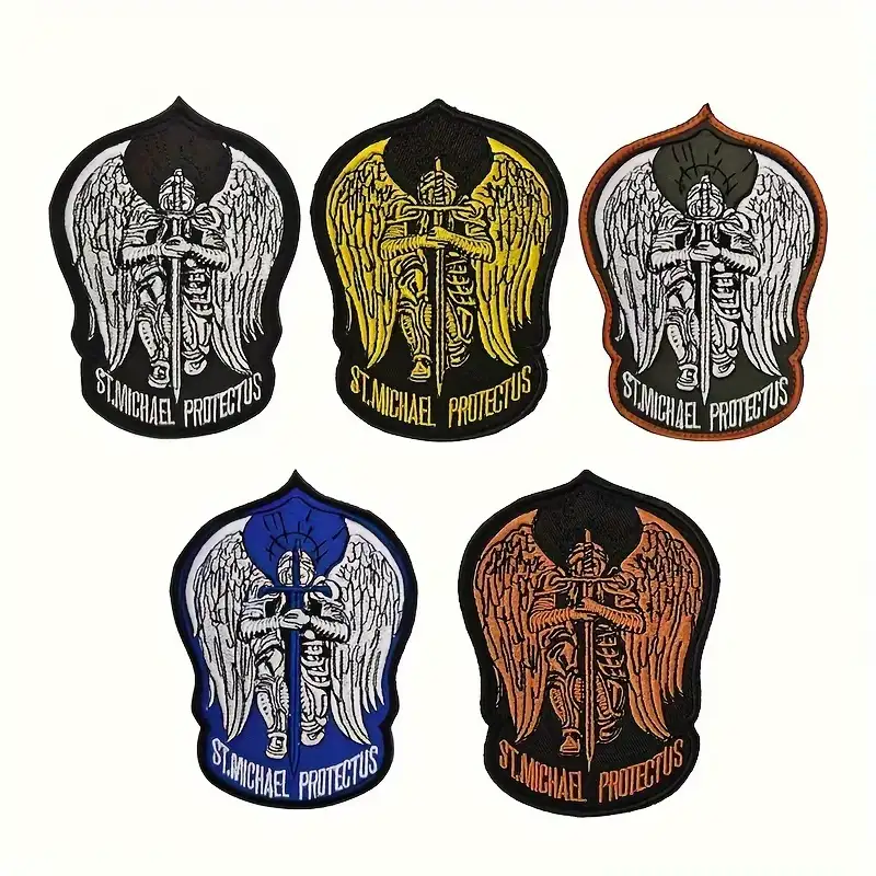 聖米迦勒守護主題刺繡魔術貼徽章