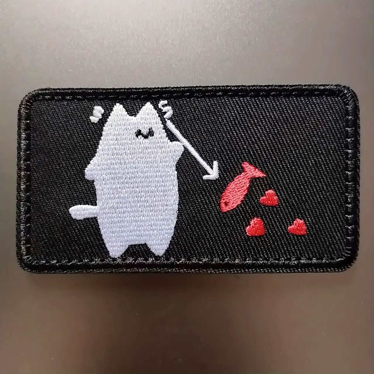 Pirate Cat Crossed Fish Velcro Backpack Patch