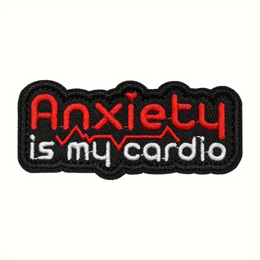 Anxiety meme embroidered Velcro patch