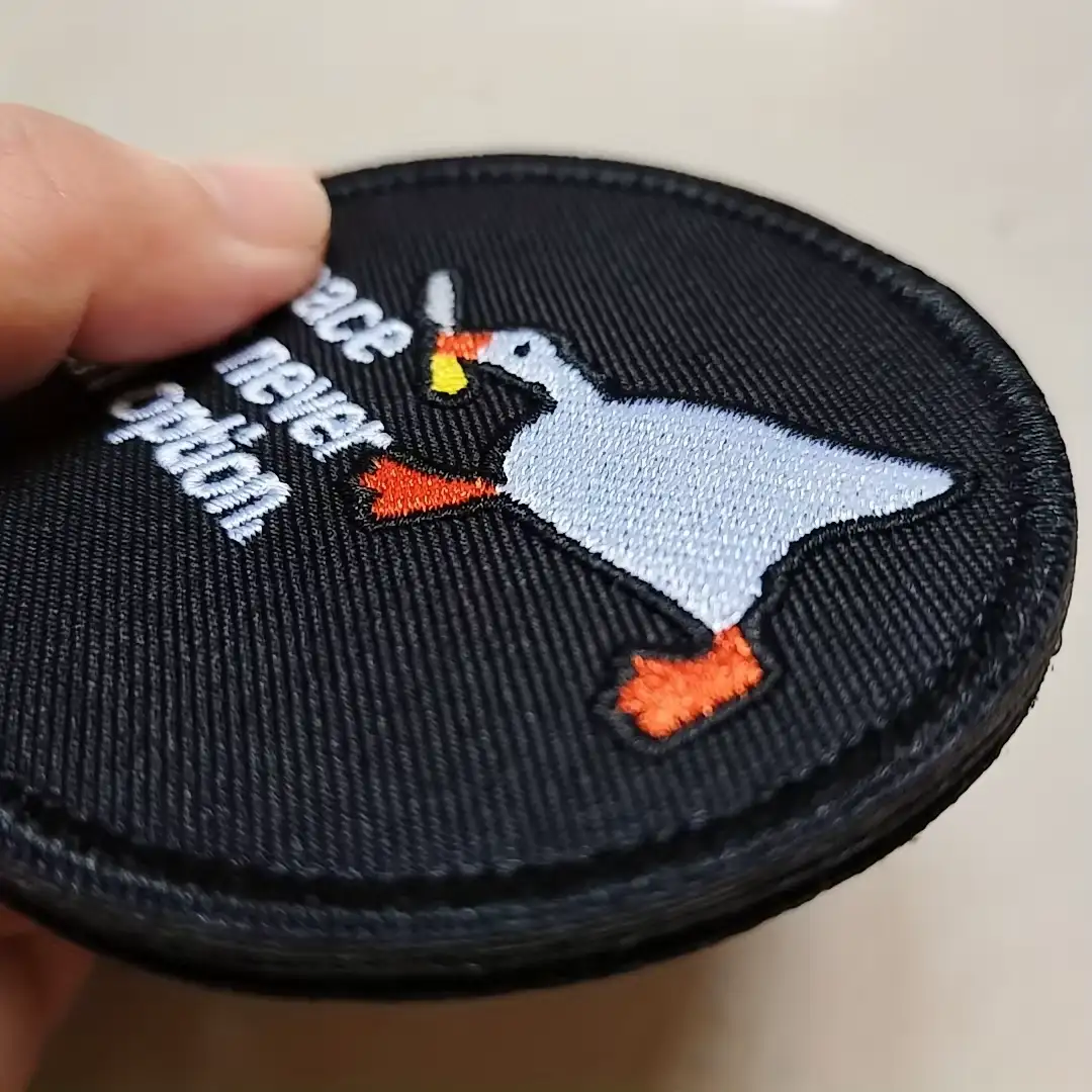 Peace Was Never an Option - Knife-Wielding White Goose Embroidered Velcro Patch