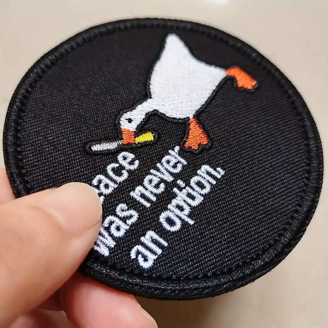 Peace Was Never an Option - Knife-Wielding White Goose Embroidered Velcro Patch