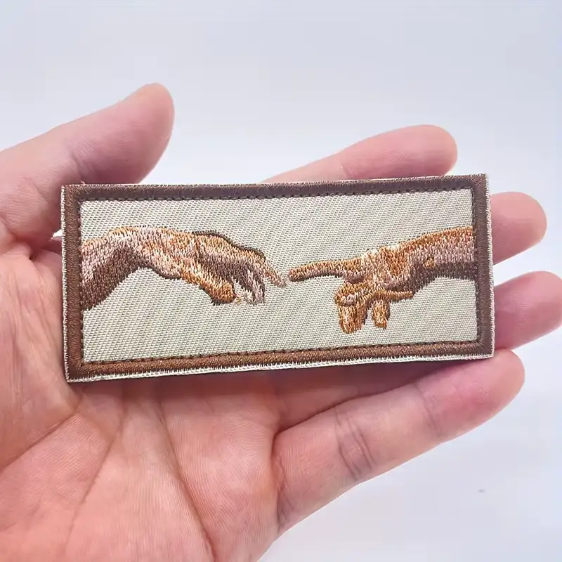 Embroidered 'The Creation of Adam' Velcro Fabric Patch