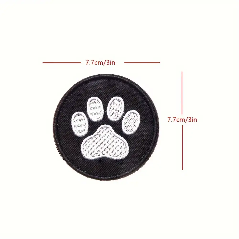 Black and White Paw Print Embroidered Velcro Patch