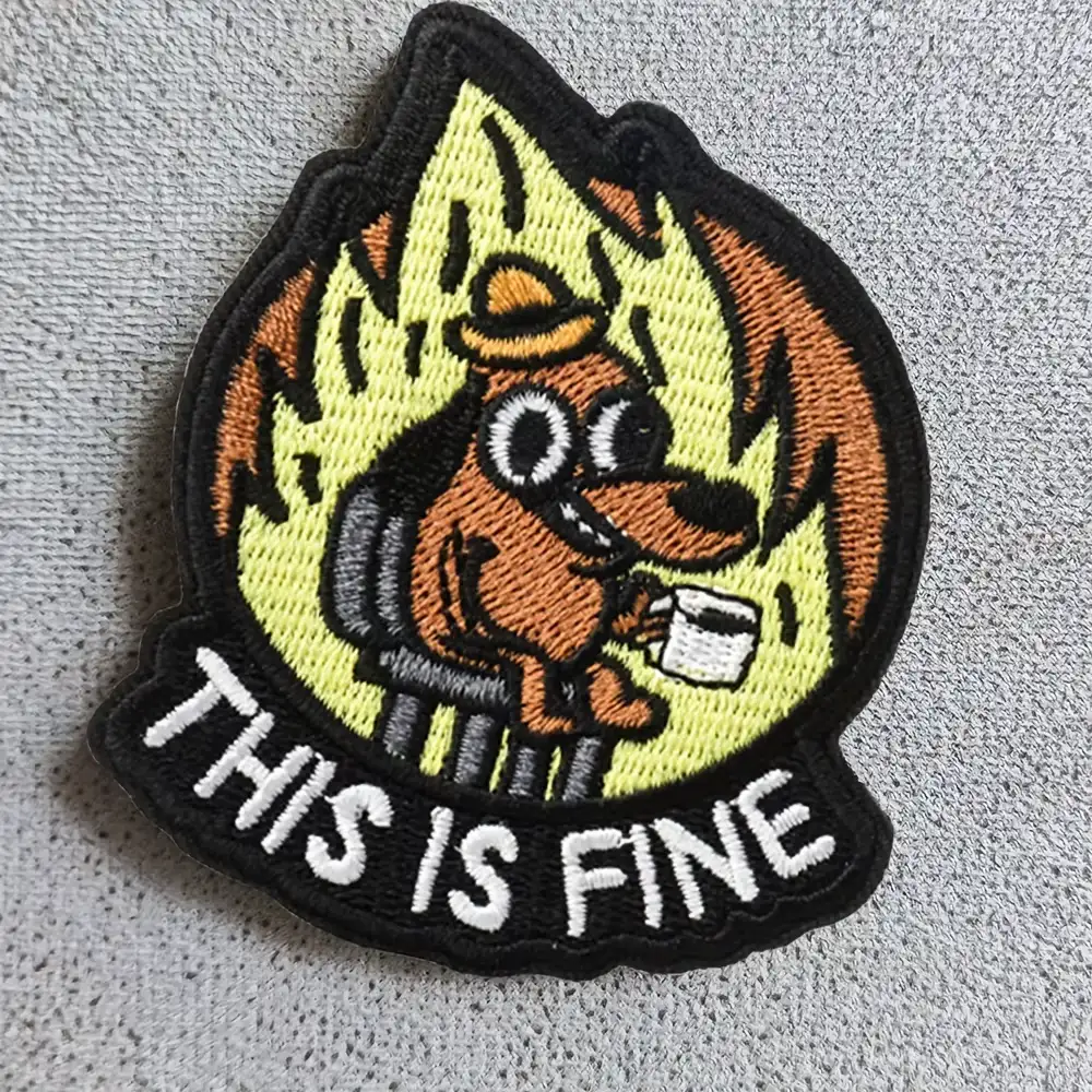 This Is Fine Novelty Velcro Tactical Patch