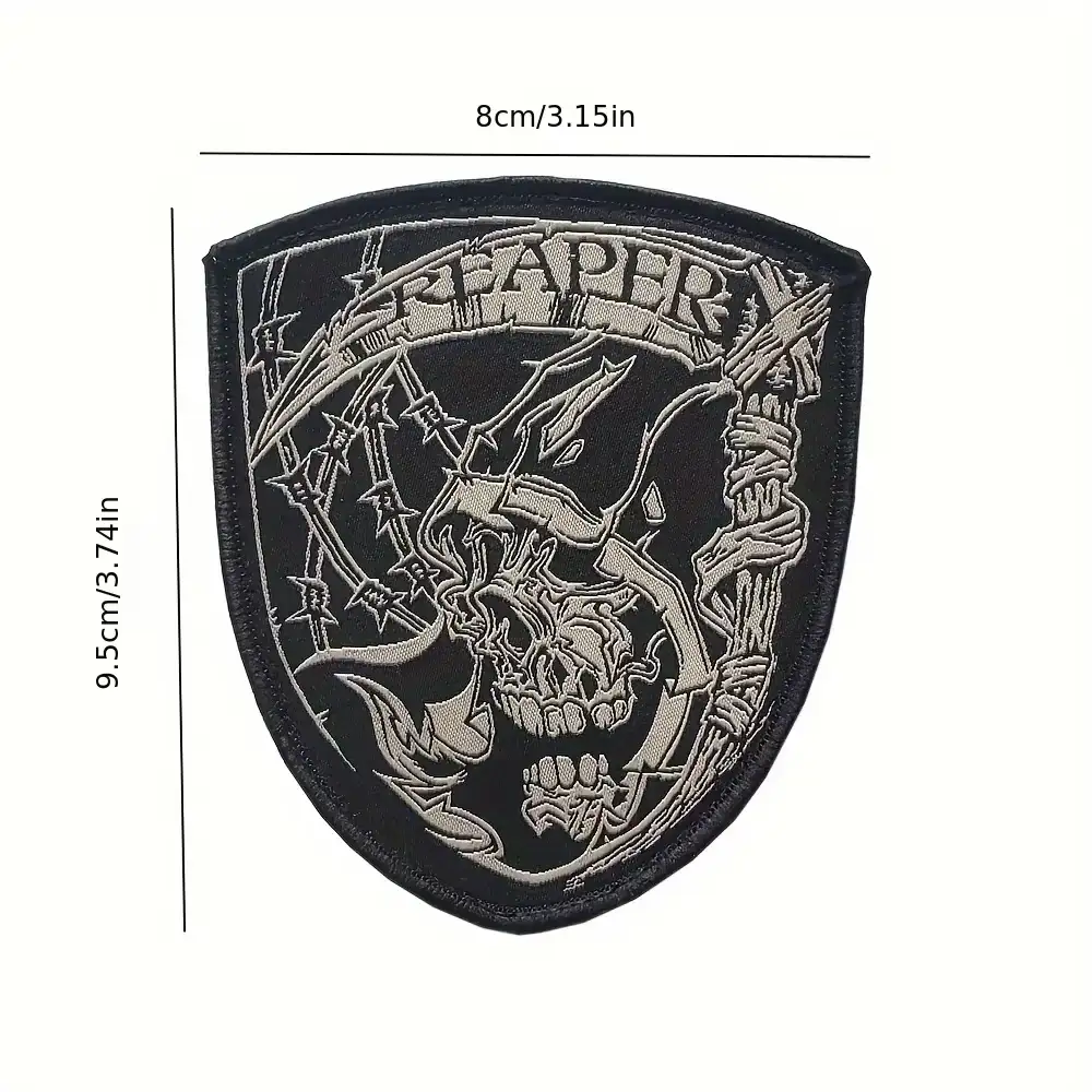 Embroidered Grim Reaper Skull Tactical Velcro Patch