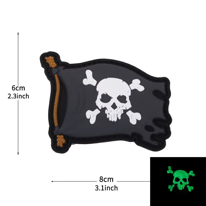 Glow-in-the-Dark Skull Pirate Flag PVC Velcro Patch
