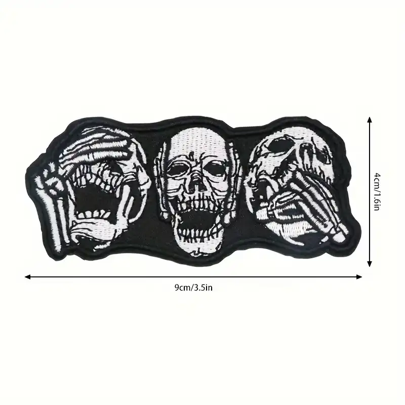 Skull Embroidered Fabric Patches (Set of 2)