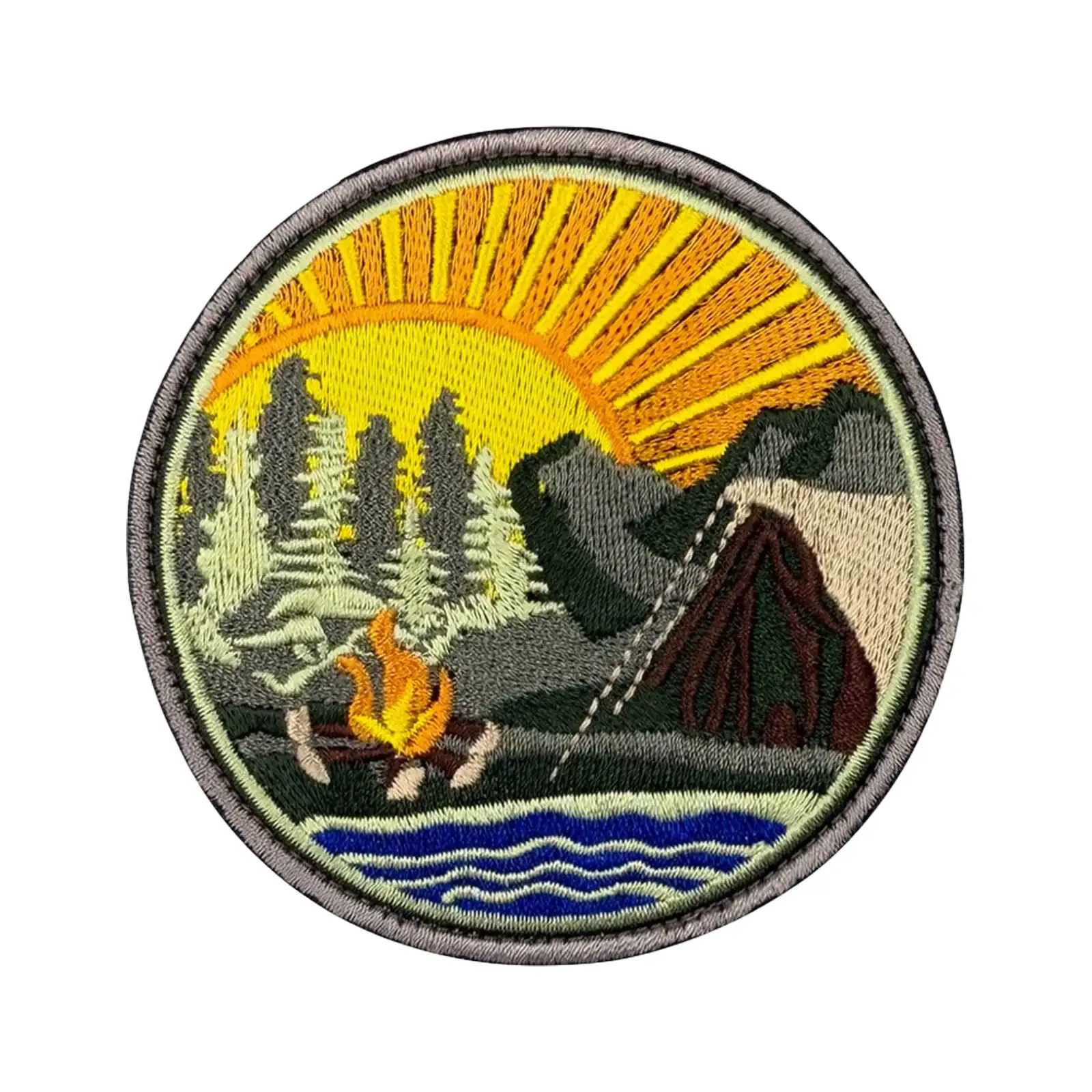 Outdoor Sunrise Landscape Embroidered Hook-and-Loop Patch