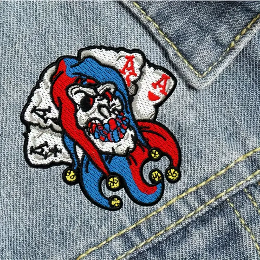 骷髏撲克圖案熨燙縫製服飾貼布