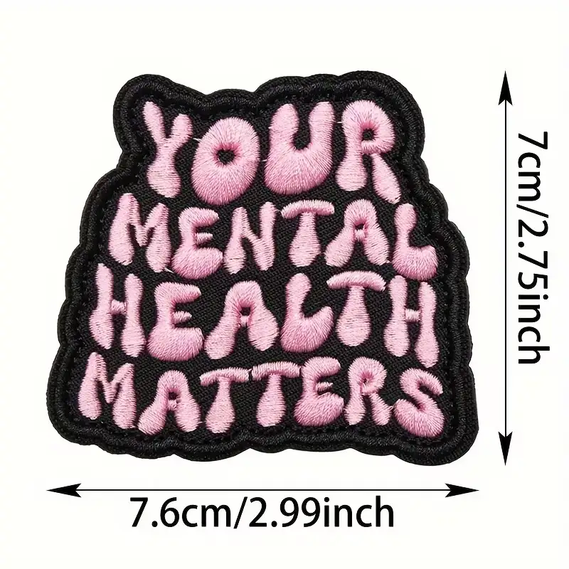 "Mental Health Is Important" Pink Embroidered Velcro Patch