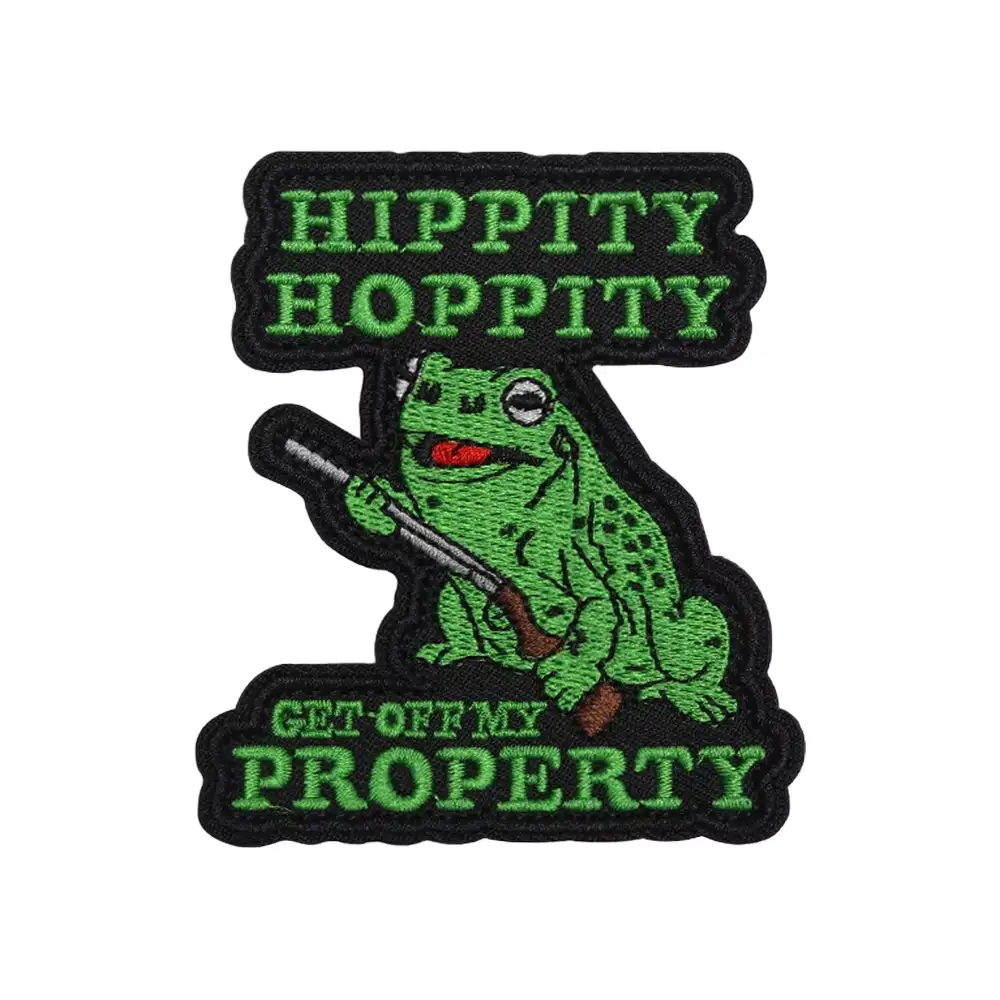 Hippity Hoppity Fun Embroidered Velcro Fabric Patch