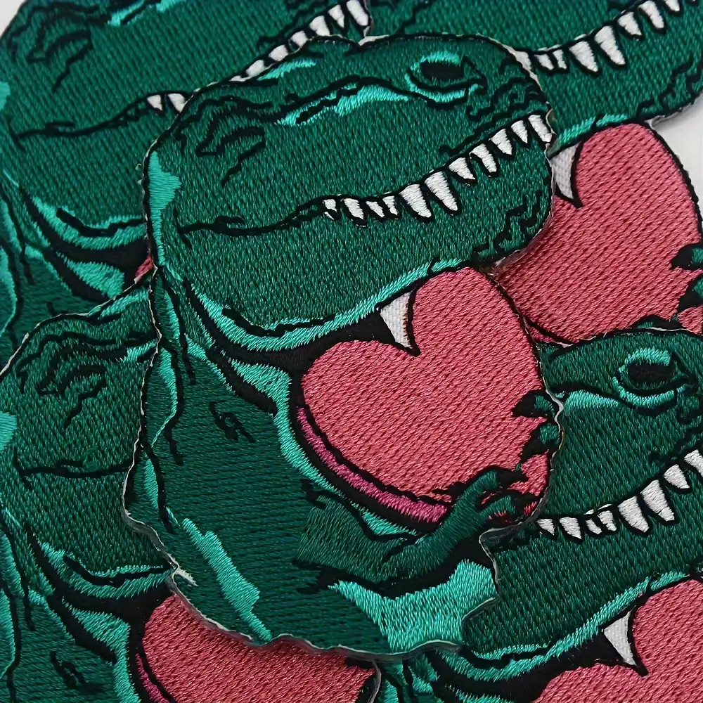 T-Rex Heart Embroidered Iron-On Patch