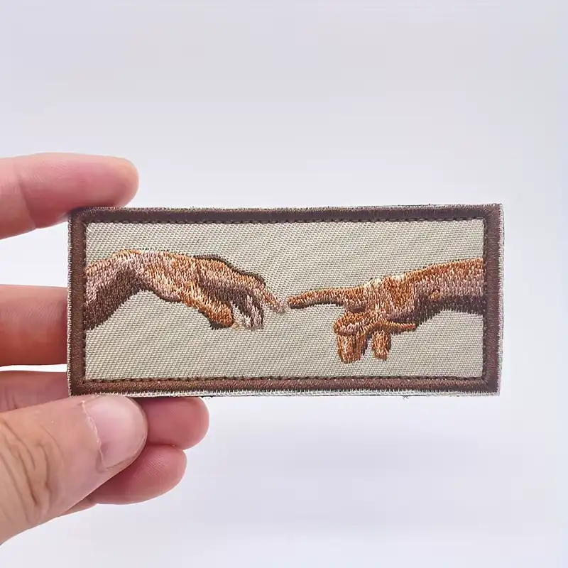 Embroidered 'The Creation of Adam' Velcro Fabric Patch
