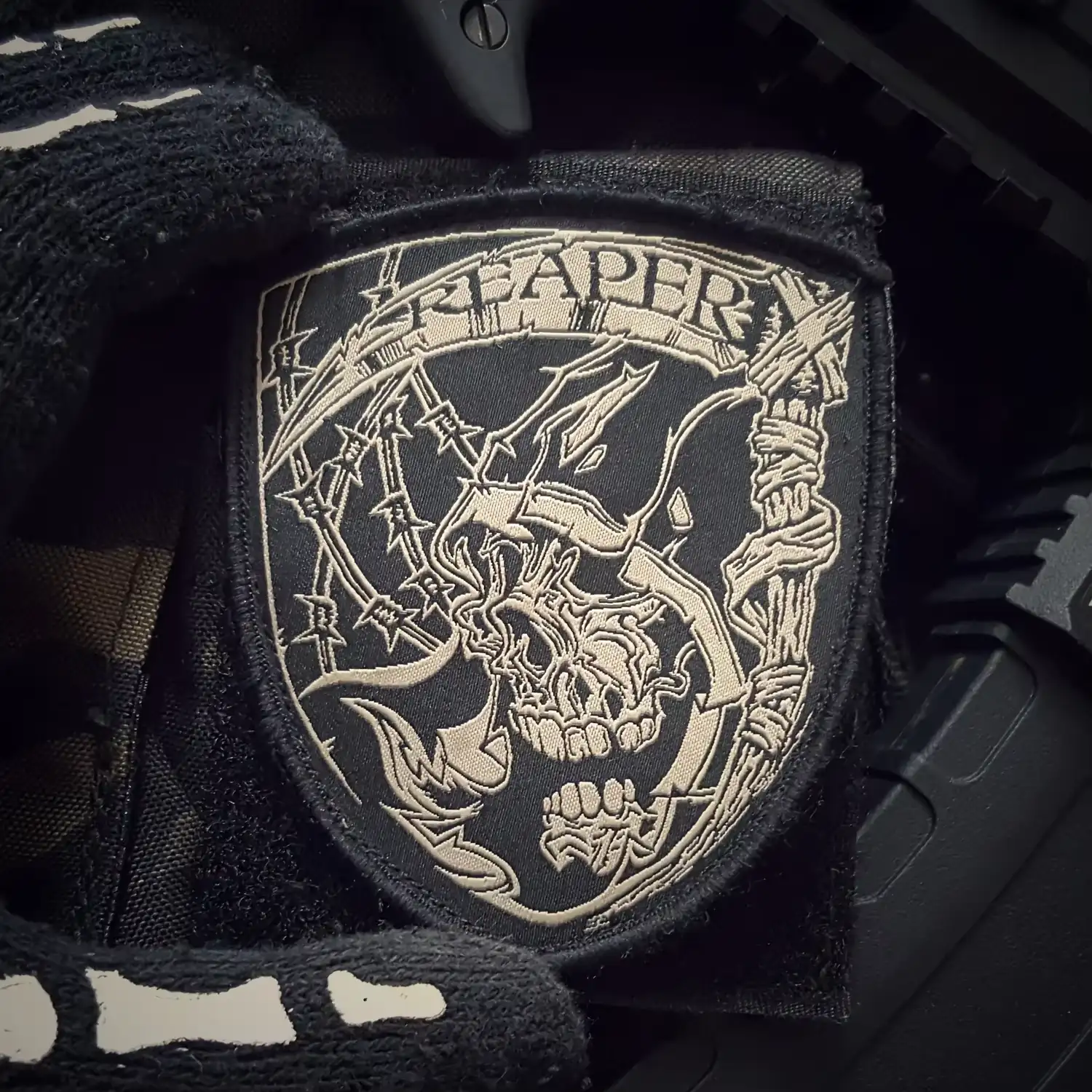 Embroidered Grim Reaper Skull Tactical Velcro Patch