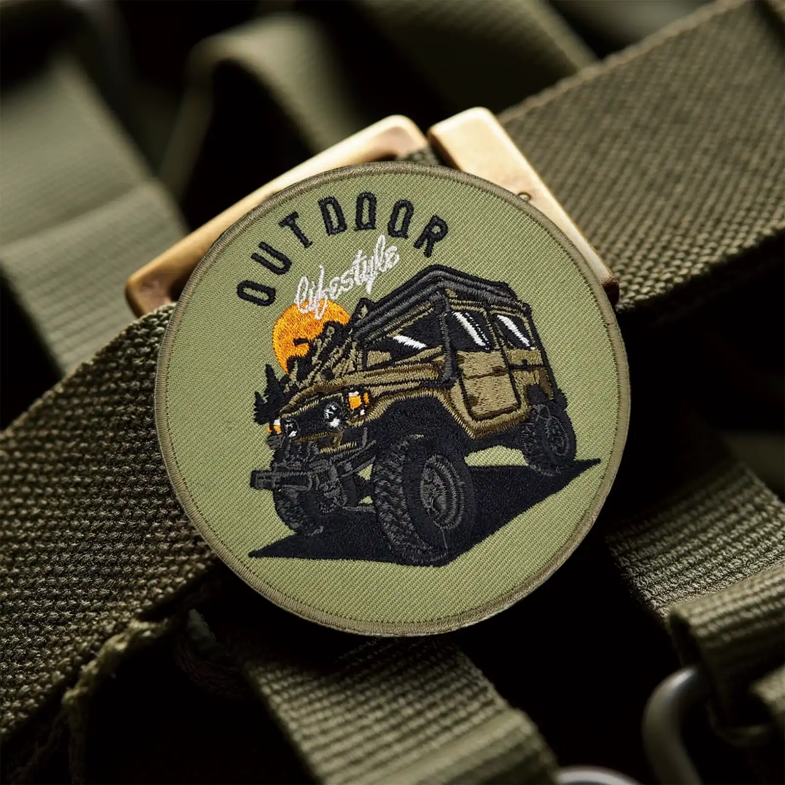 Outdoor off-road style Velcro embroidered patch