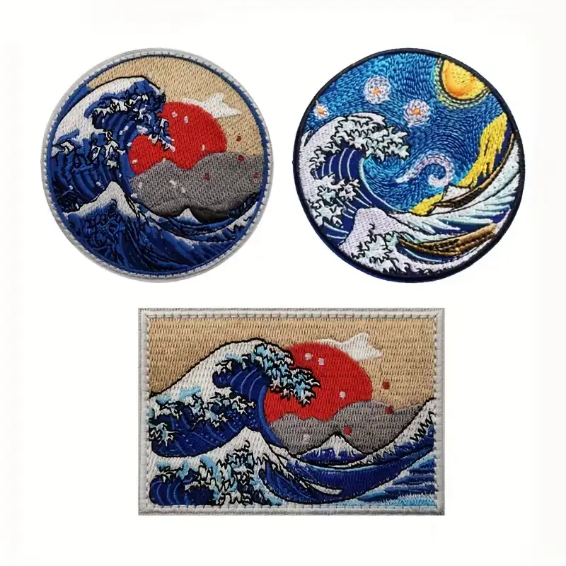 Hokusai 'The Great Wave off Kanagawa' embroidered Velcro patch