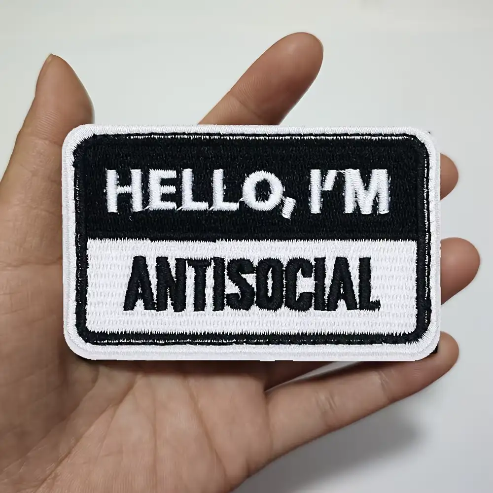 Anti-Social Novelty Embroidered Velcro Patch