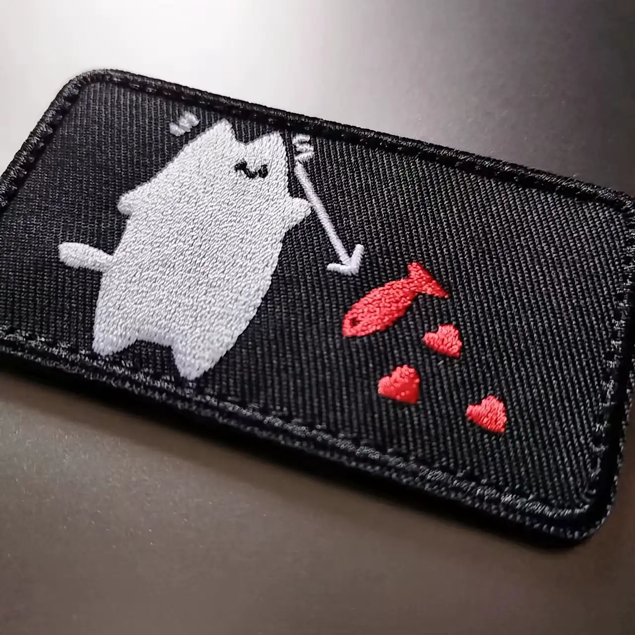 Pirate Cat Crossed Fish Velcro Backpack Patch