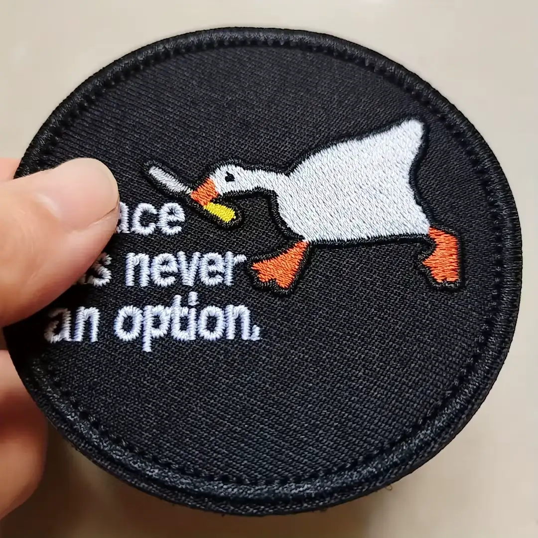 Peace Was Never an Option - Knife-Wielding White Goose Embroidered Velcro Patch