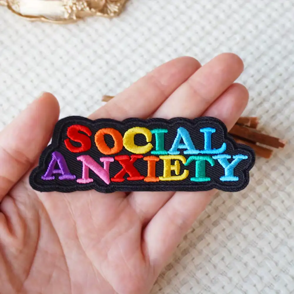Rainbow-Colored Social Anxiety Novelty Embroidered Patch