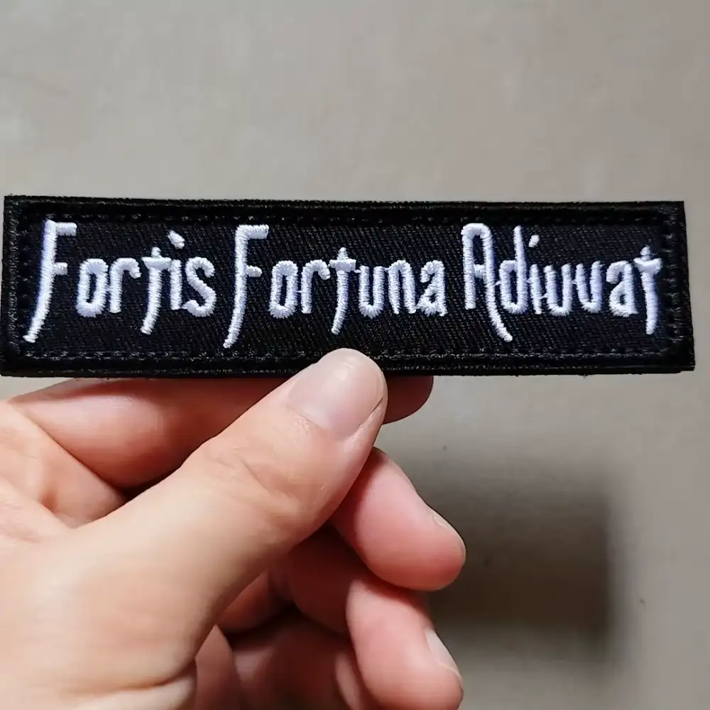 Fortune Favors the Brave Latin Embroidered Velcro Patch