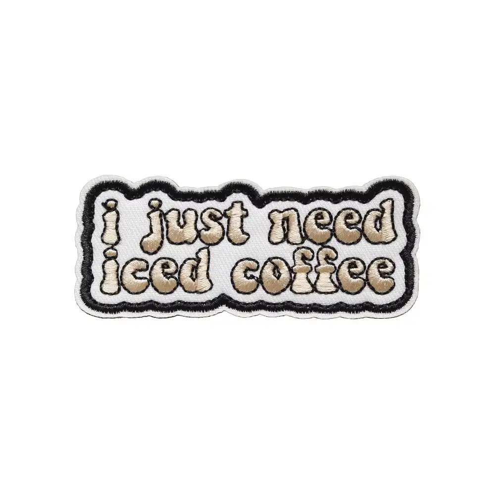 Fun Iced Coffee Embroidered Velcro Patch
