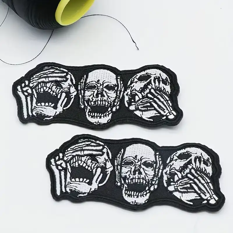 Skull Embroidered Fabric Patches (Set of 2)